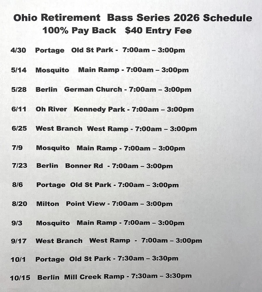 Ohio Retirement Bass Series 2026